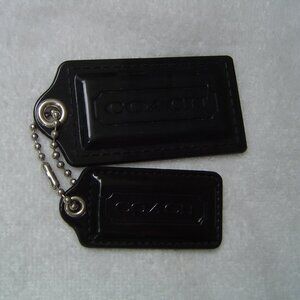 AUTHENTIC COACH BLACK PATENT AND LARGE BLACK ACRYLIC HANG TAGS    VGC